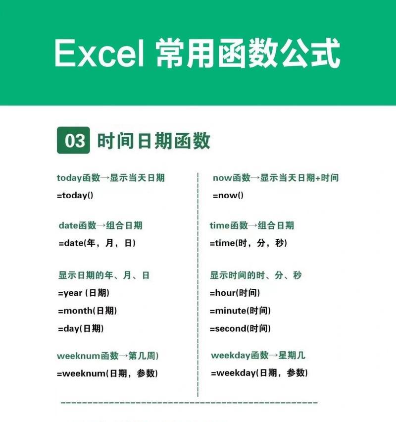 电子表格函数公式大全（深入解析常用电子表格函数，轻松应对数据处理挑战）